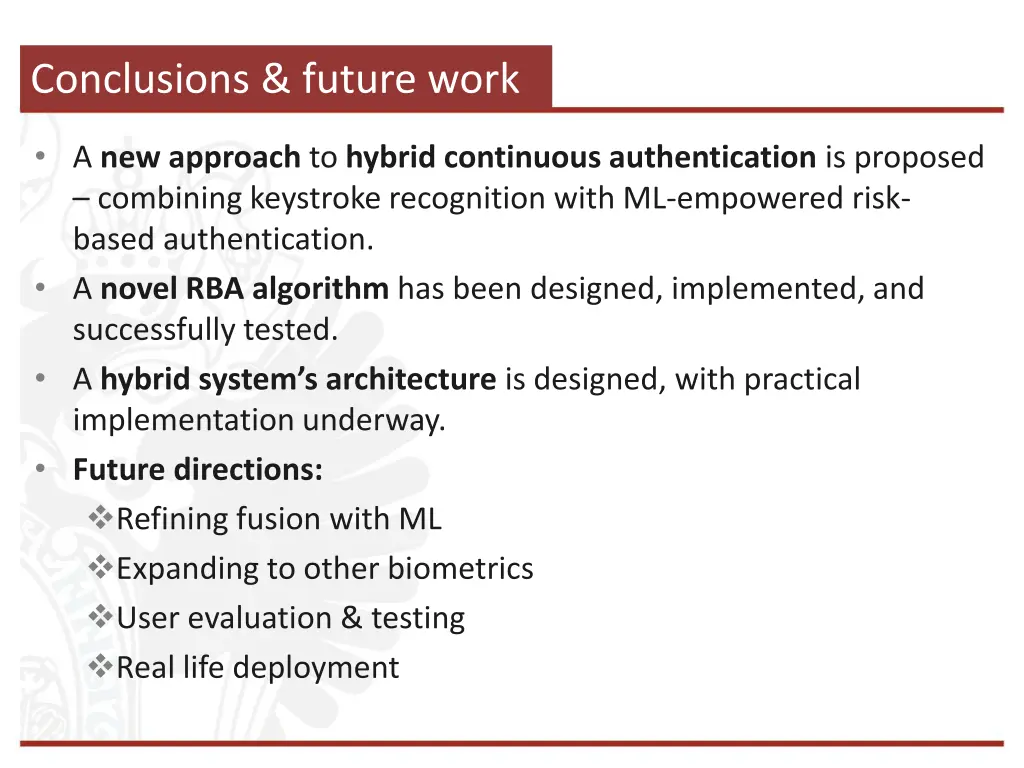 conclusions future work