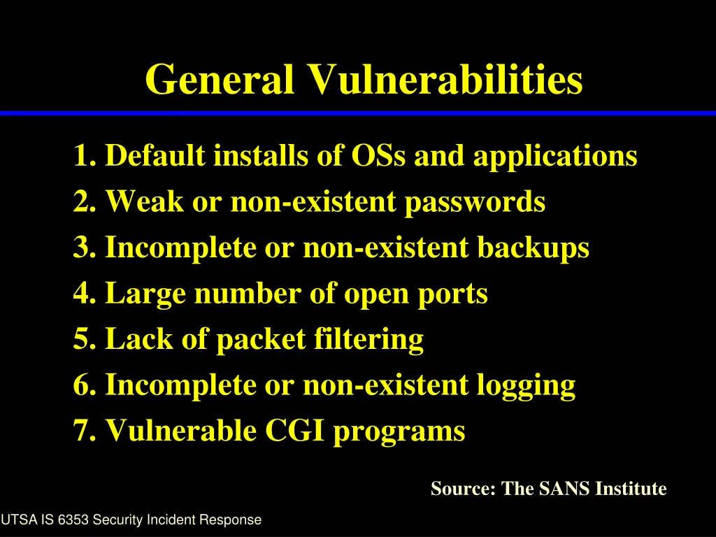 general vulnerabilities