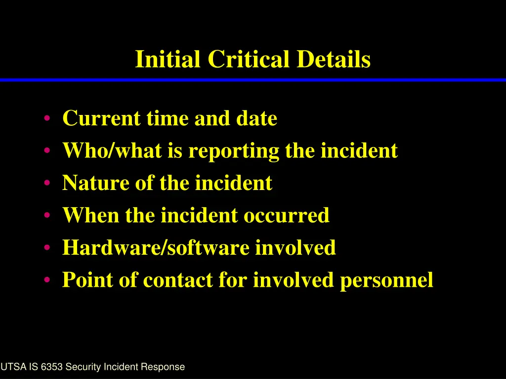 initial critical details