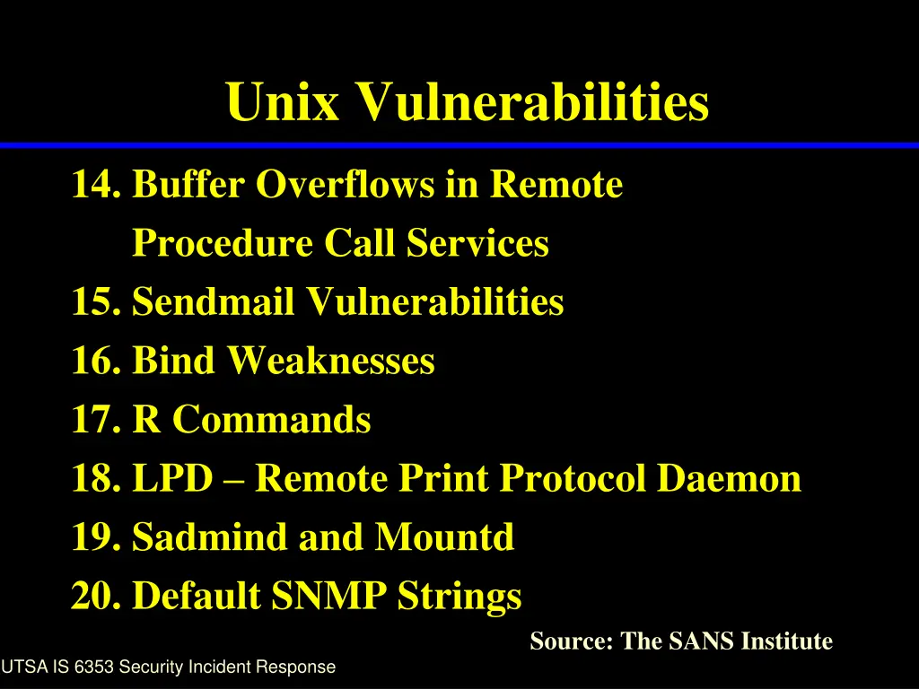 unix vulnerabilities