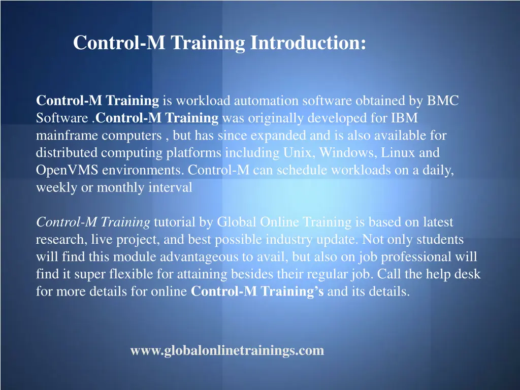 control m training introduction