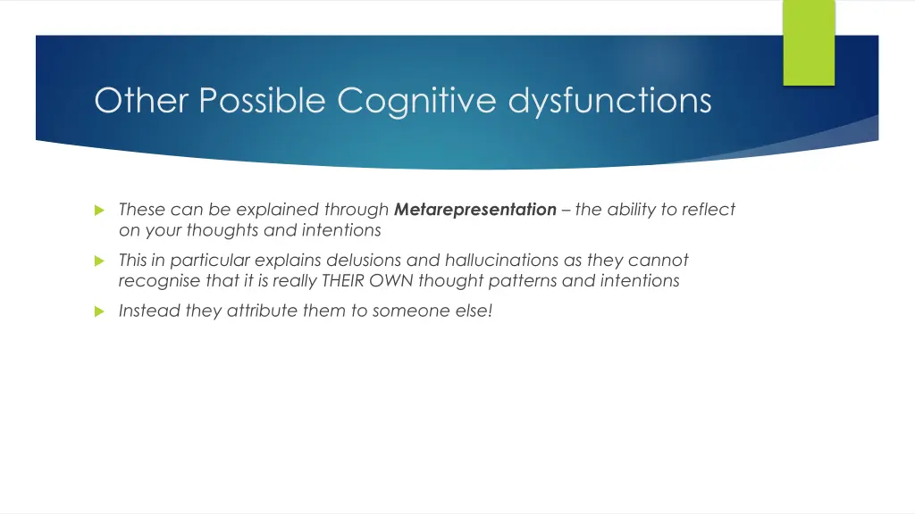 other possible cognitive dysfunctions 1
