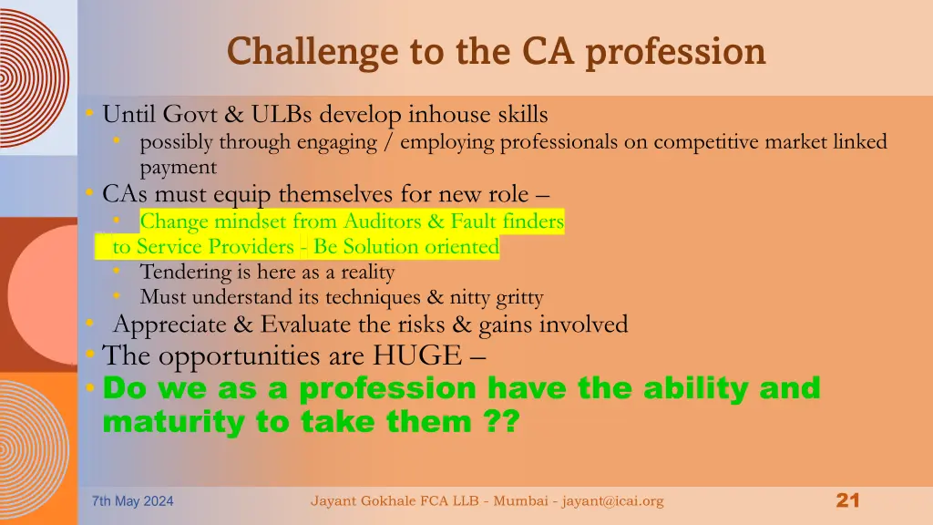 challenge to the ca profession