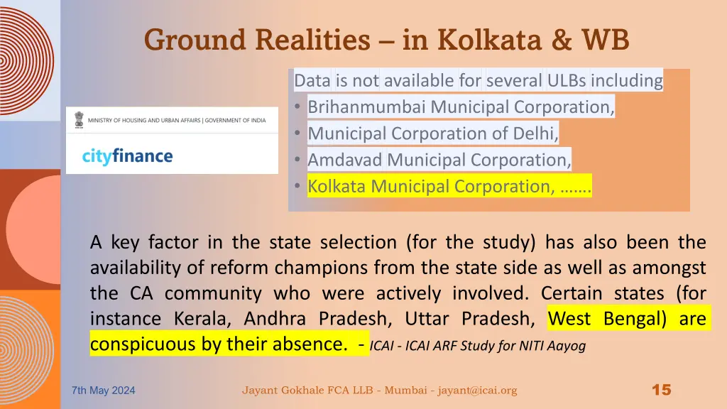 ground realities in kolkata wb