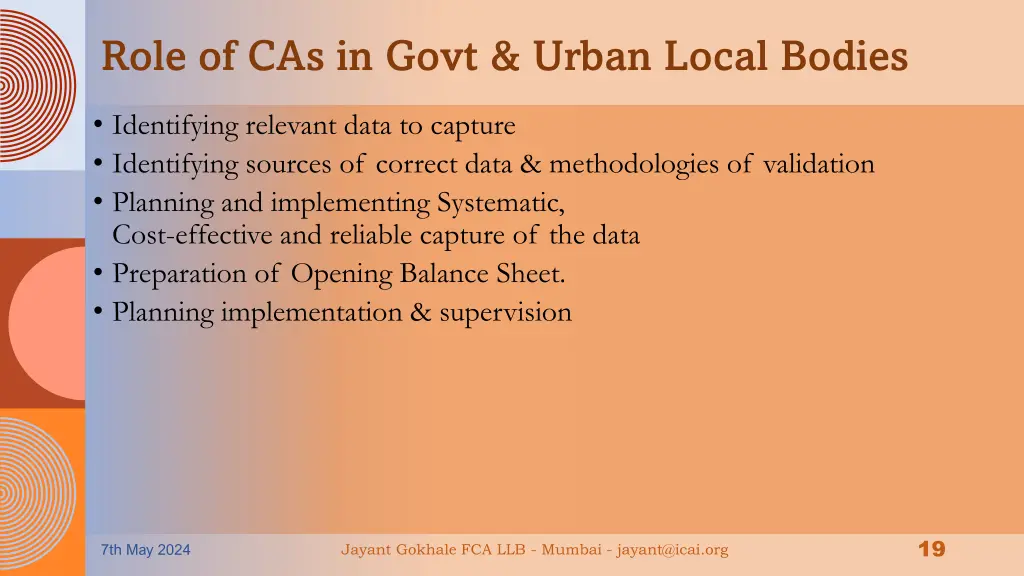 role of cas in govt urban local bodies