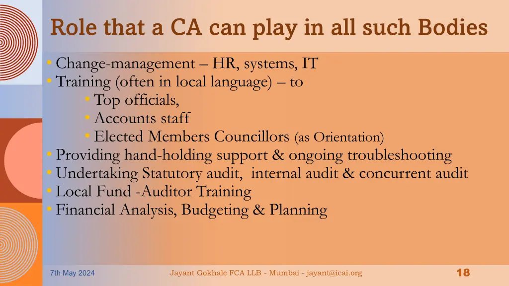 role that a ca can play in all such bodies 2
