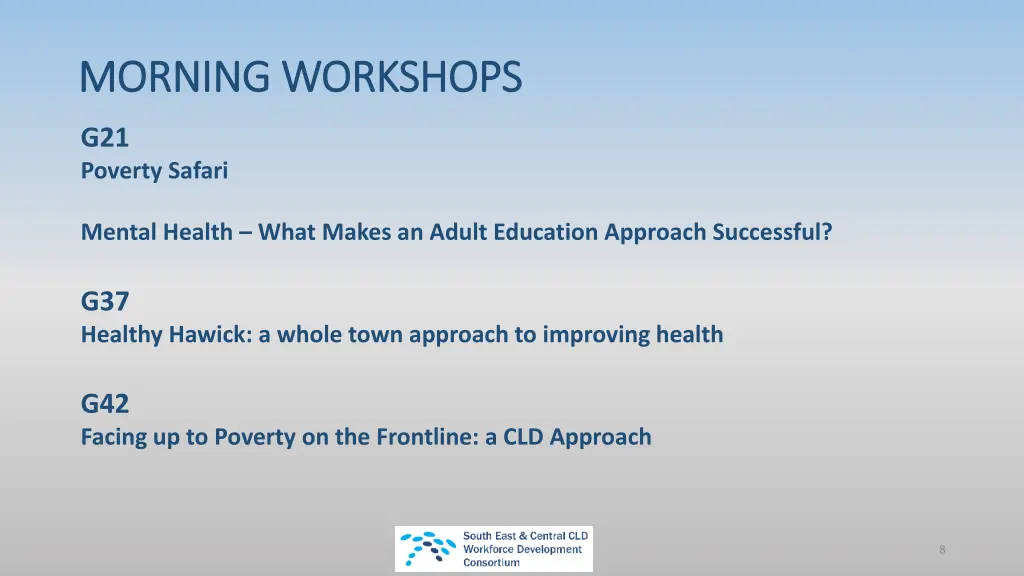 morning workshops morning workshops