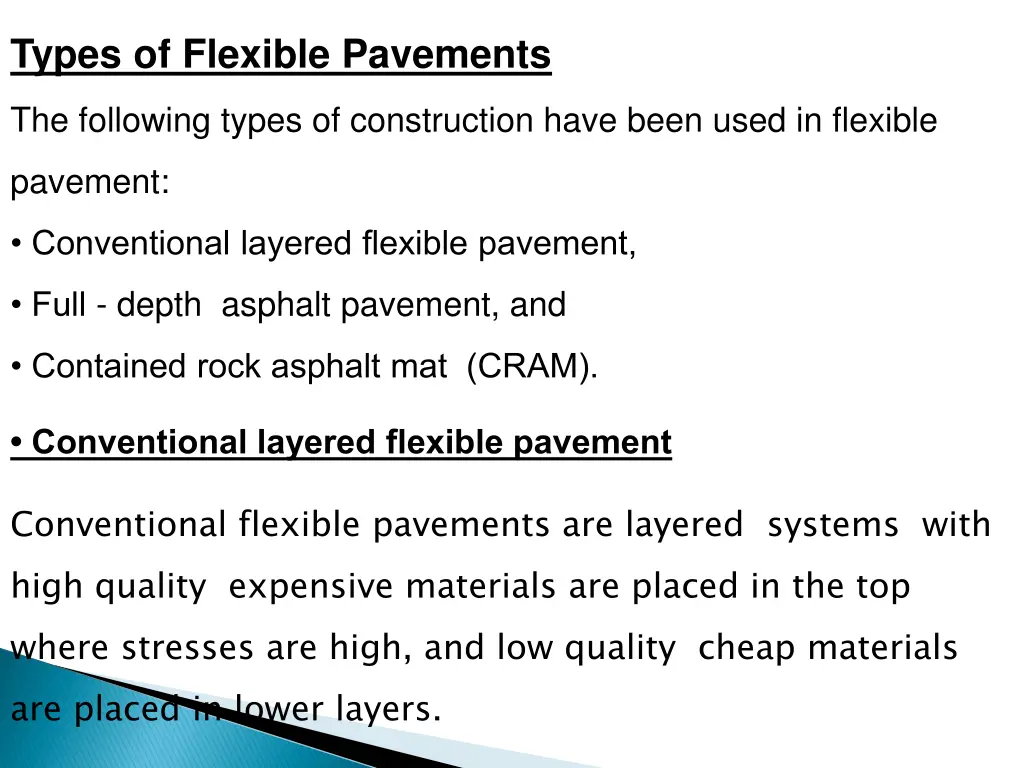 types of flexible pavements