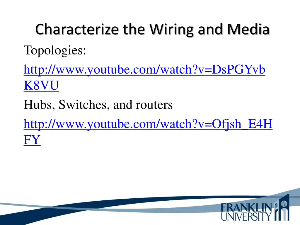 characterize the wiring and media topologies http