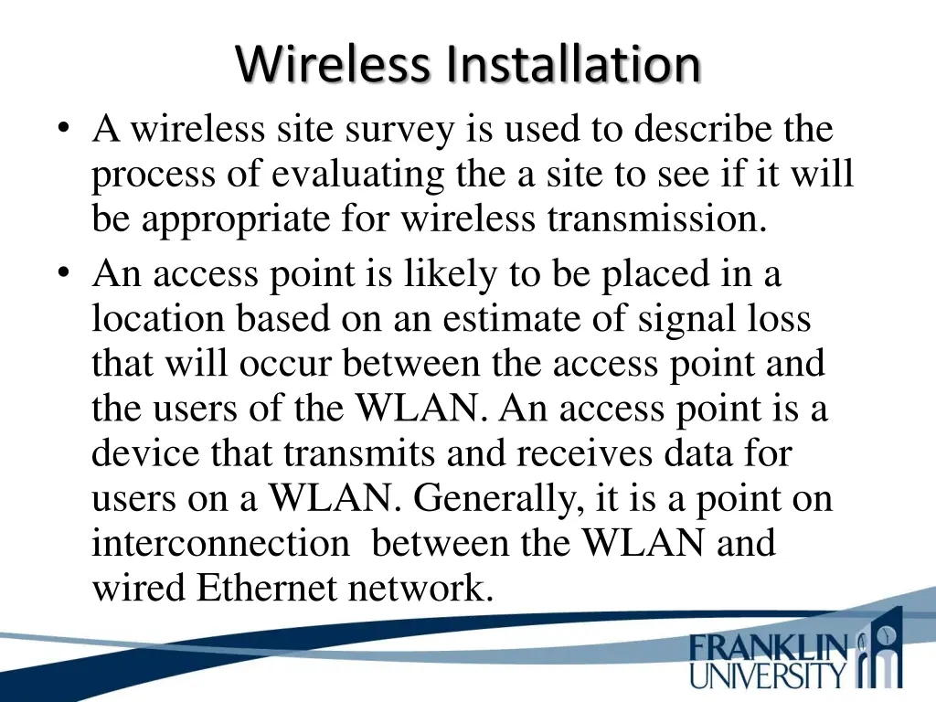 wireless installation a wireless site survey