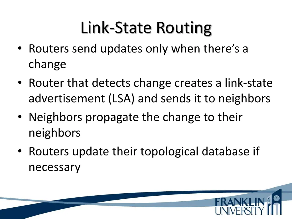 link state routing routers send updates only when