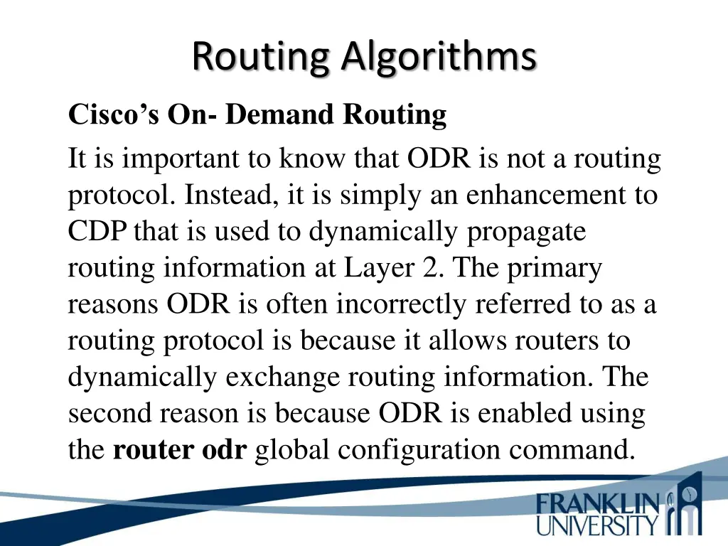 routing algorithms cisco s on demand routing 1