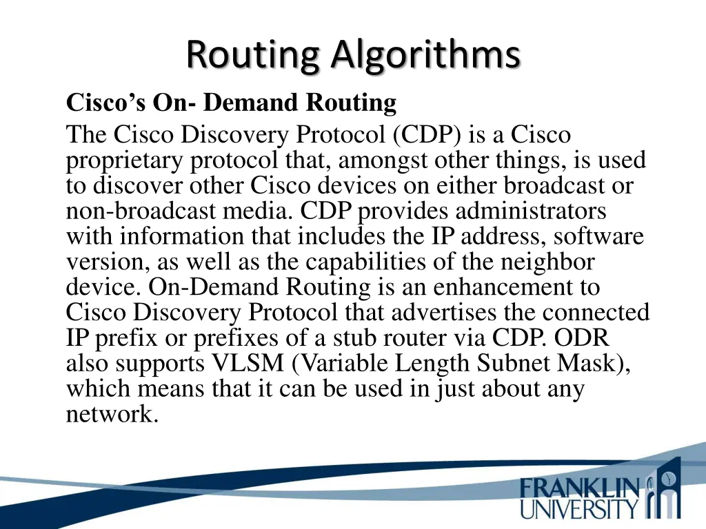 routing algorithms cisco s on demand routing