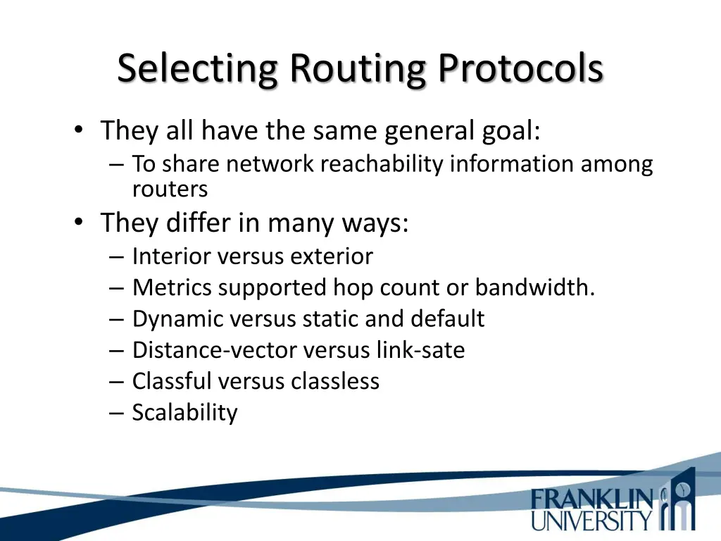 selecting routing protocols