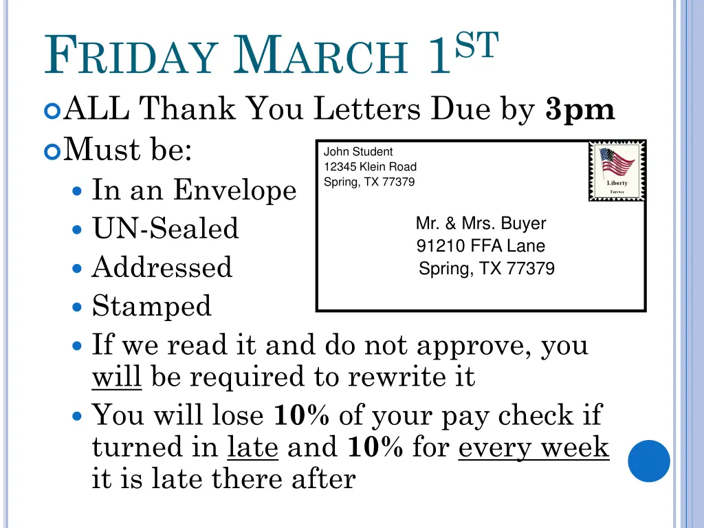 f riday m arch 1 st all thank you letters