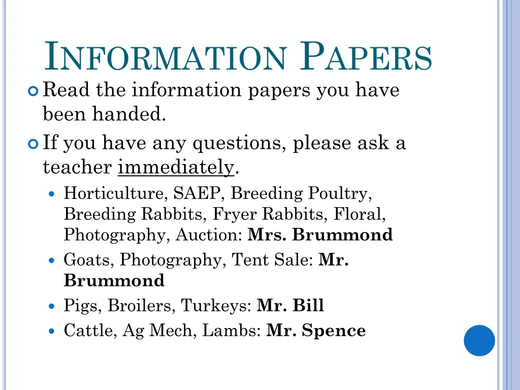 i nformation p apers read the information papers