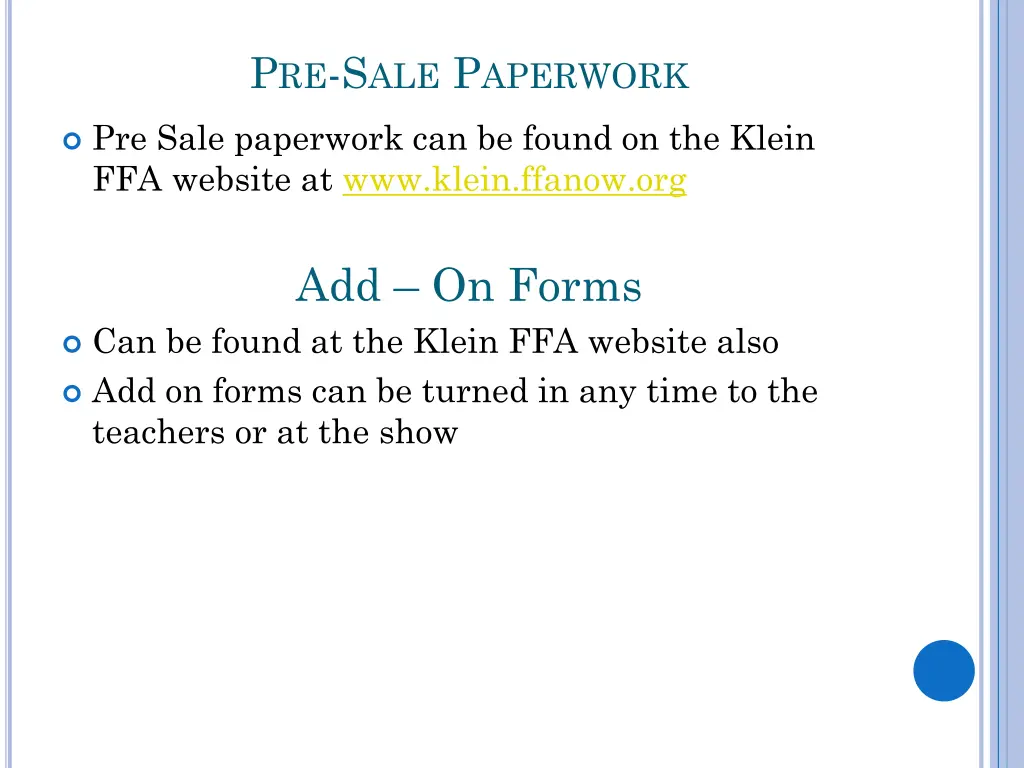 p re s ale p aperwork