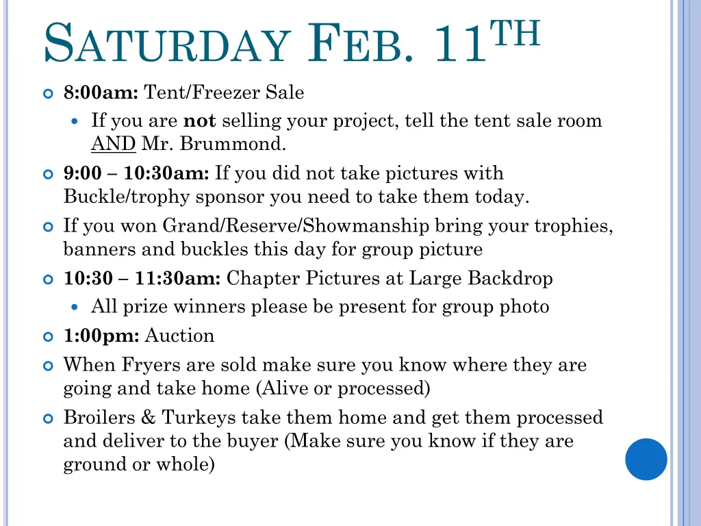 s aturday f eb 11 th