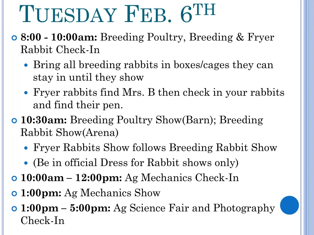t uesday f eb 6 th 8 00 10 00am breeding poultry
