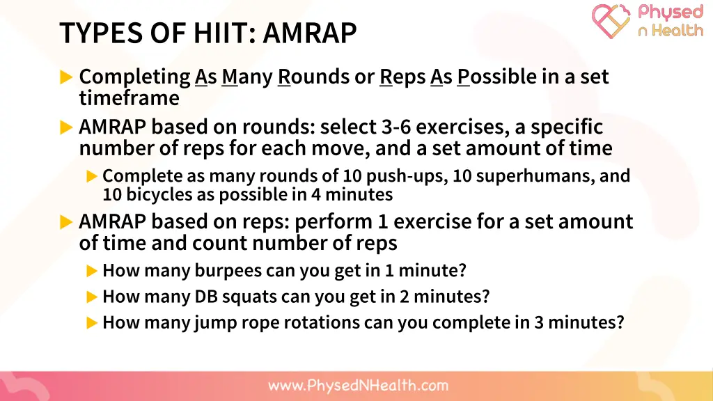 types of hiit amrap