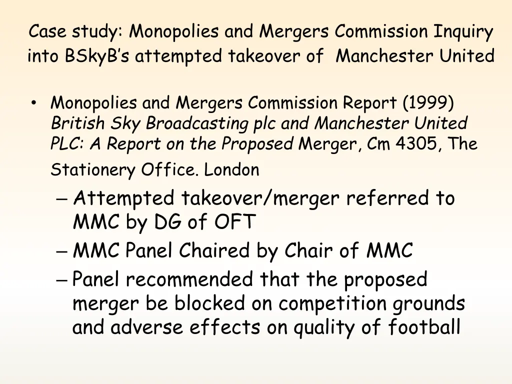 case study monopolies and mergers commission