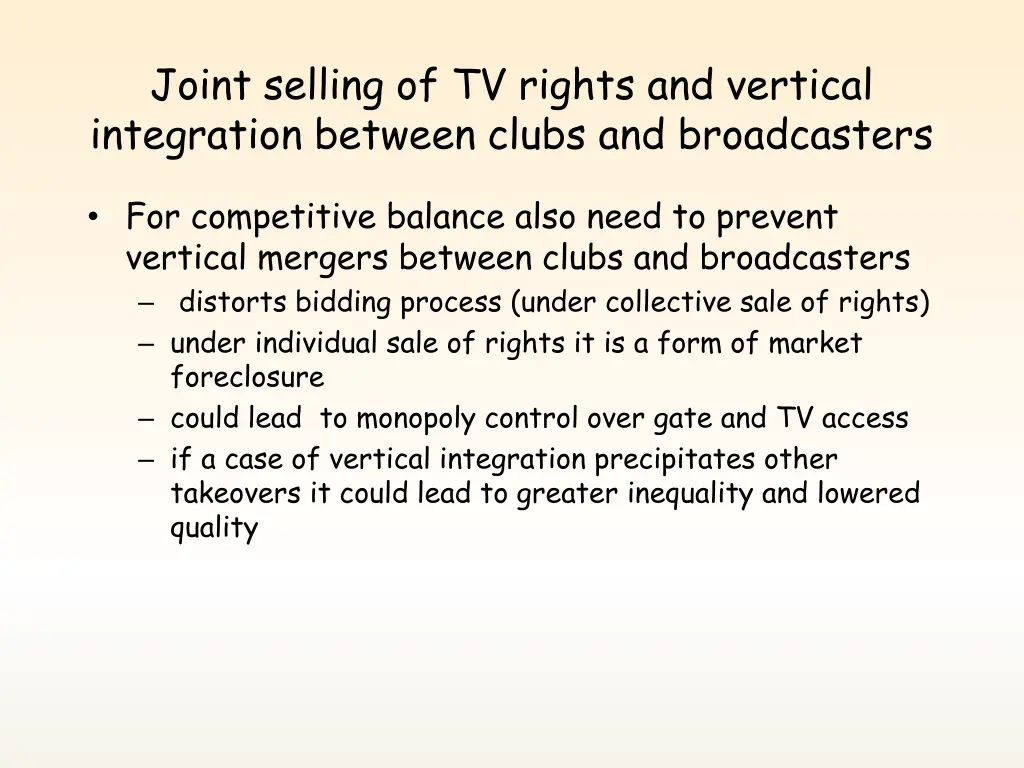 joint selling of tv rights and vertical