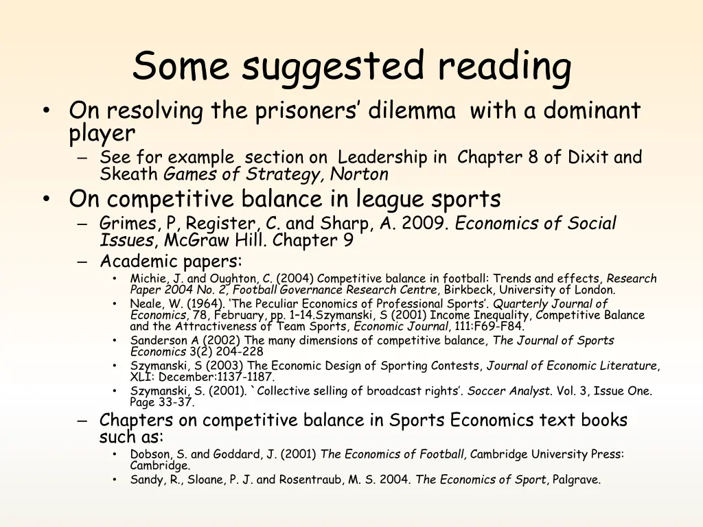 some suggested reading on resolving the prisoners