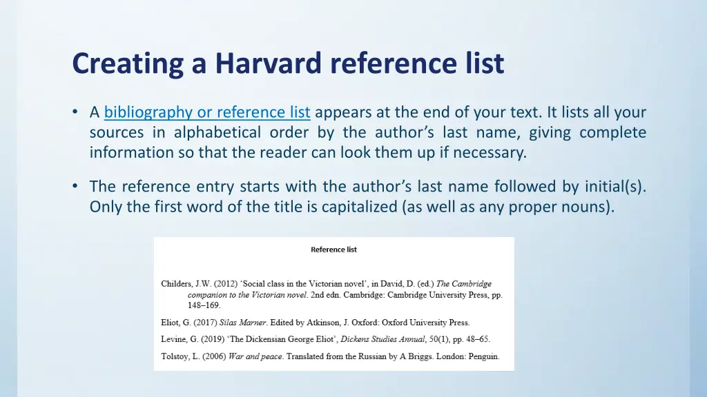 creating a harvard reference list
