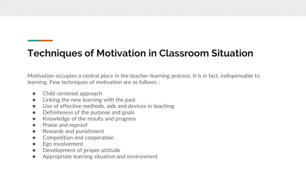 techniques of motivation in classroom situation