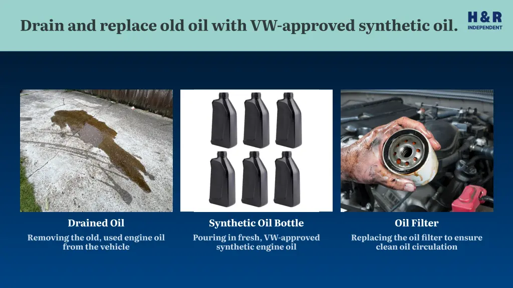 drain and replace old oil with vw approved
