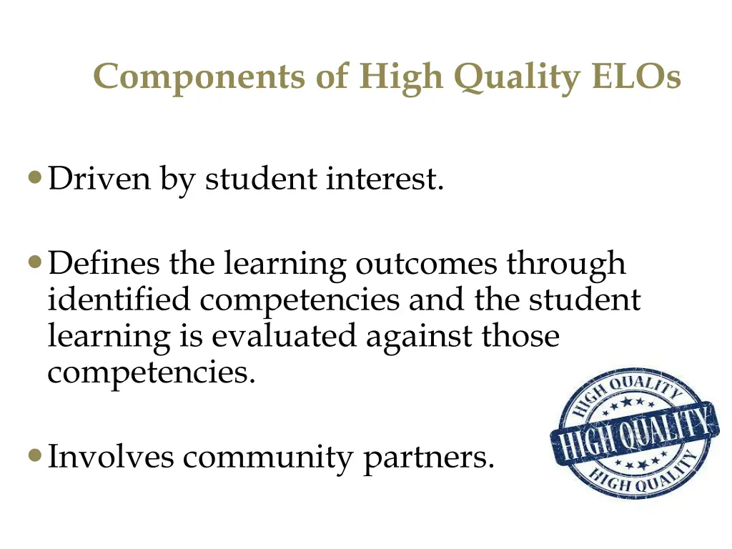 components of high quality elos