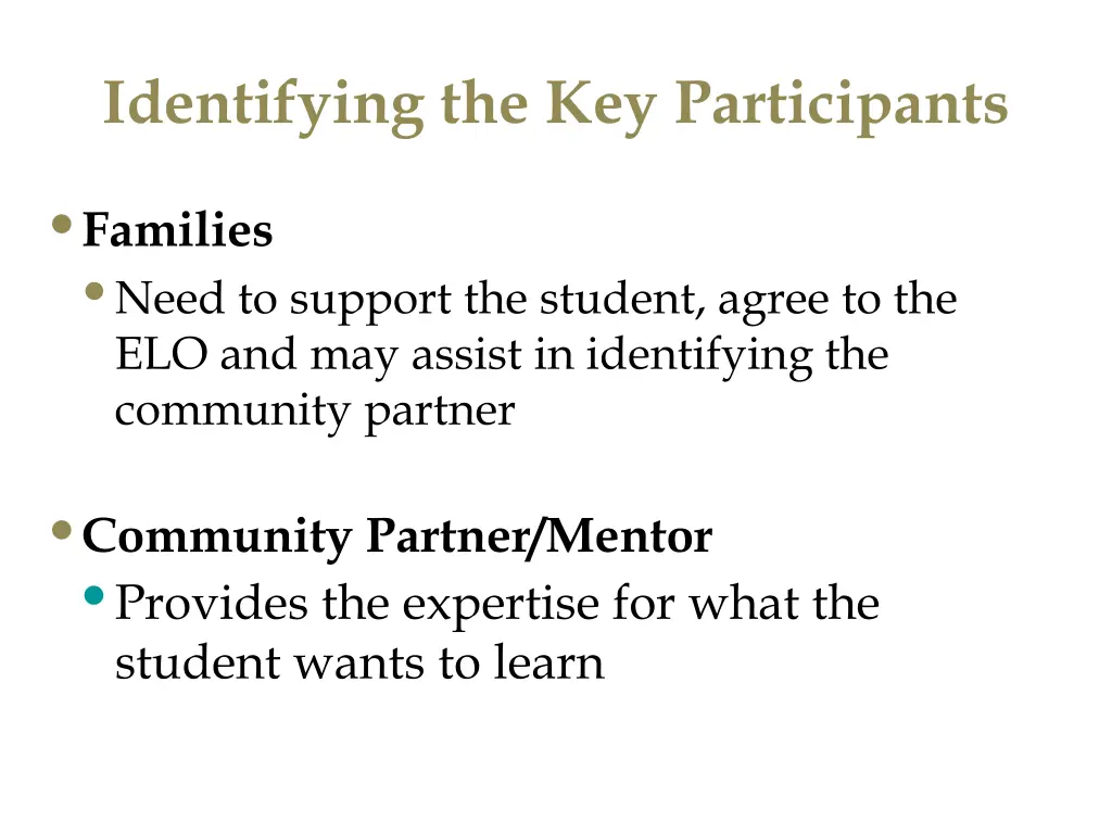 identifying the key participants 1