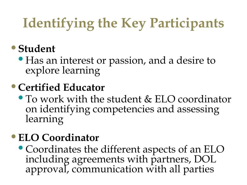 identifying the key participants