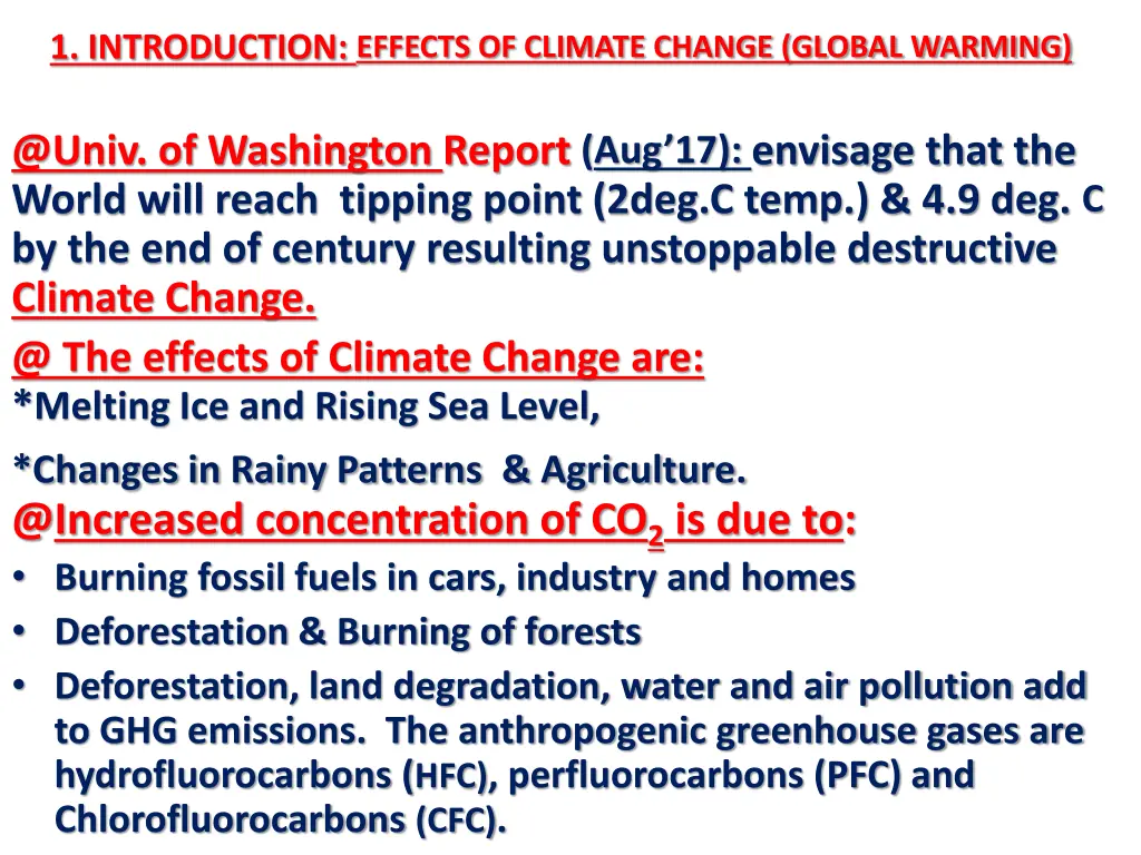 1 introduction effects of climate change global