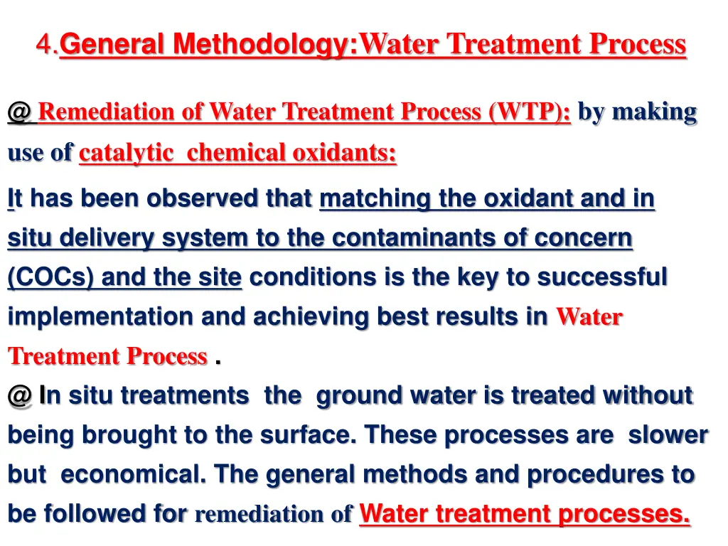 4 general methodology water treatment process