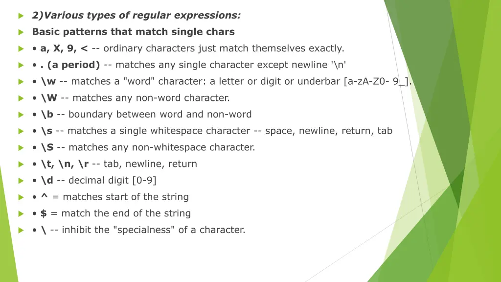 2 various types of regular expressions