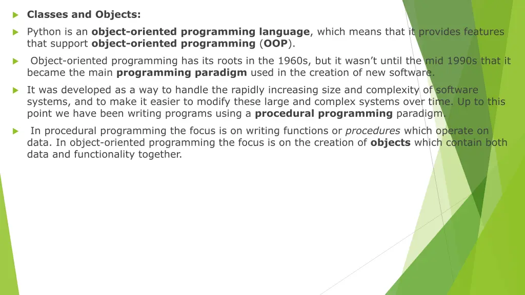 classes and objects