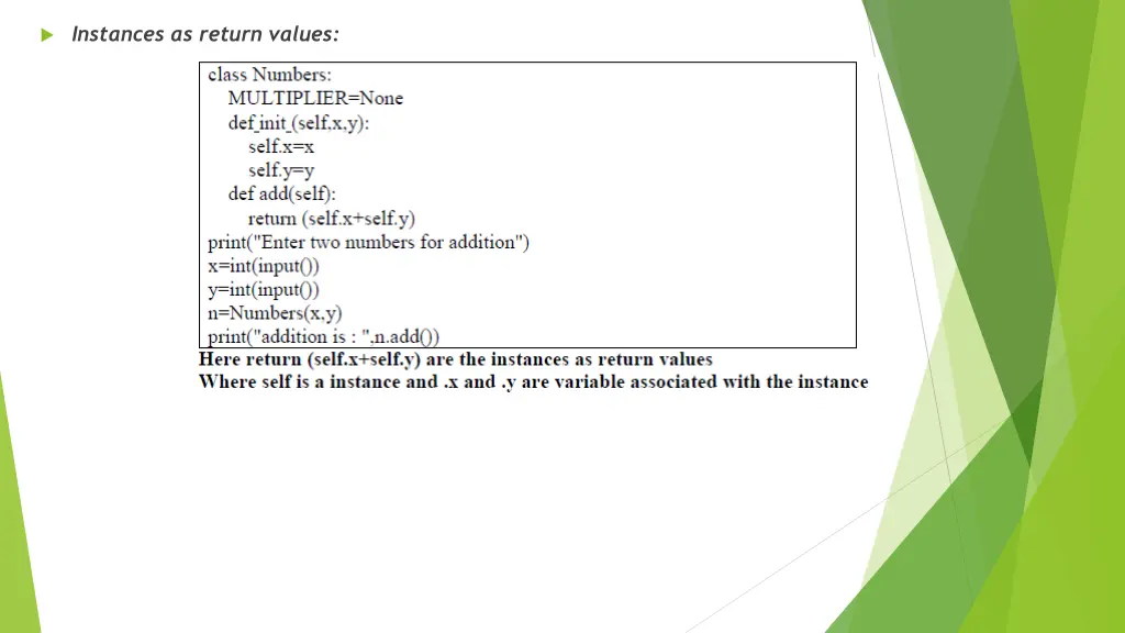 instances as return values