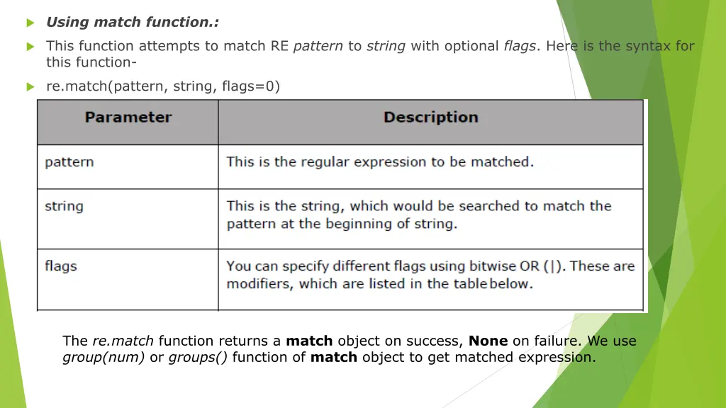 using match function