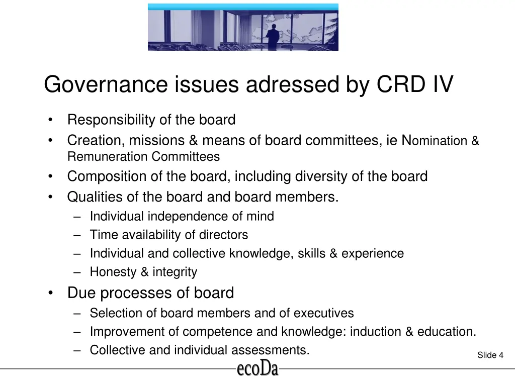 governance issues adressed by crd iv