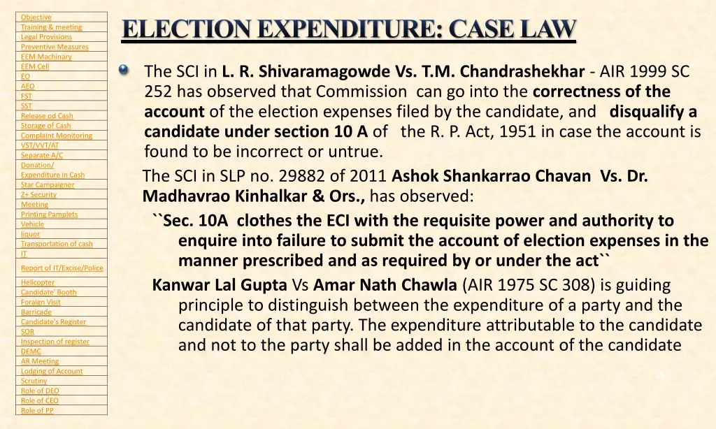 election expenditure case law