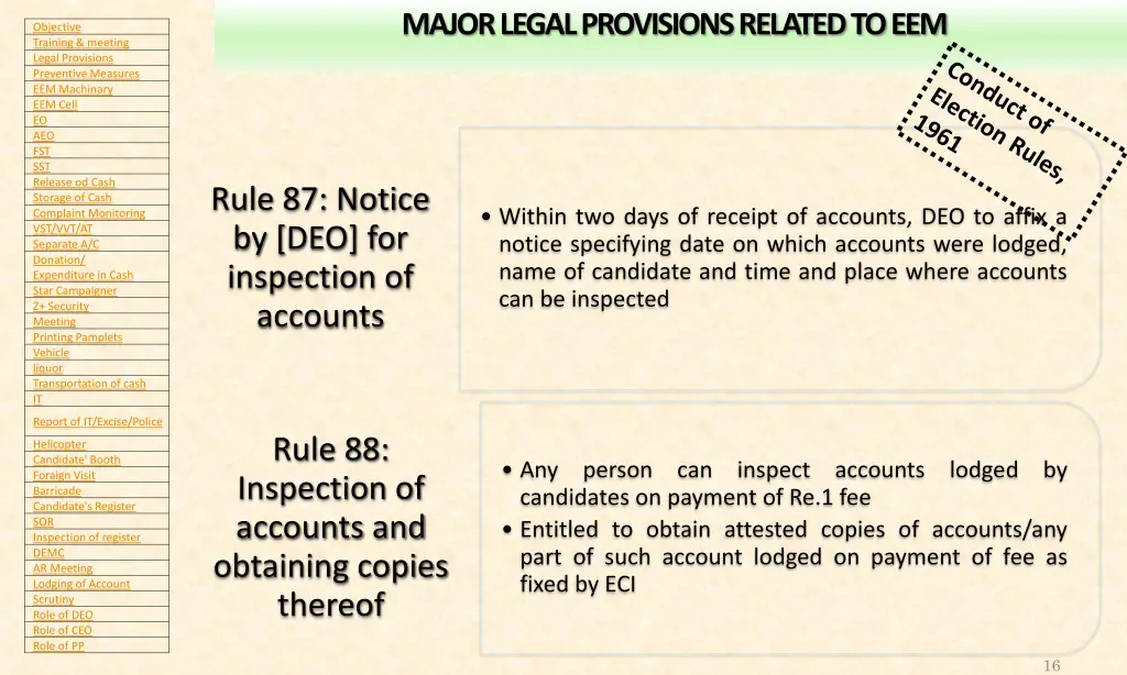 major legal provisions related to eem
