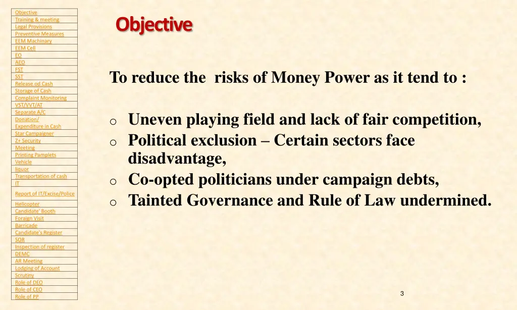 objective objective training meeting legal 2