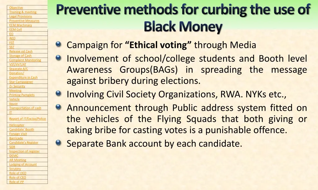 preventive methods for curbing the use of black