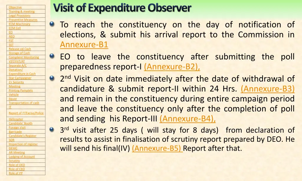 visit of expenditure observer