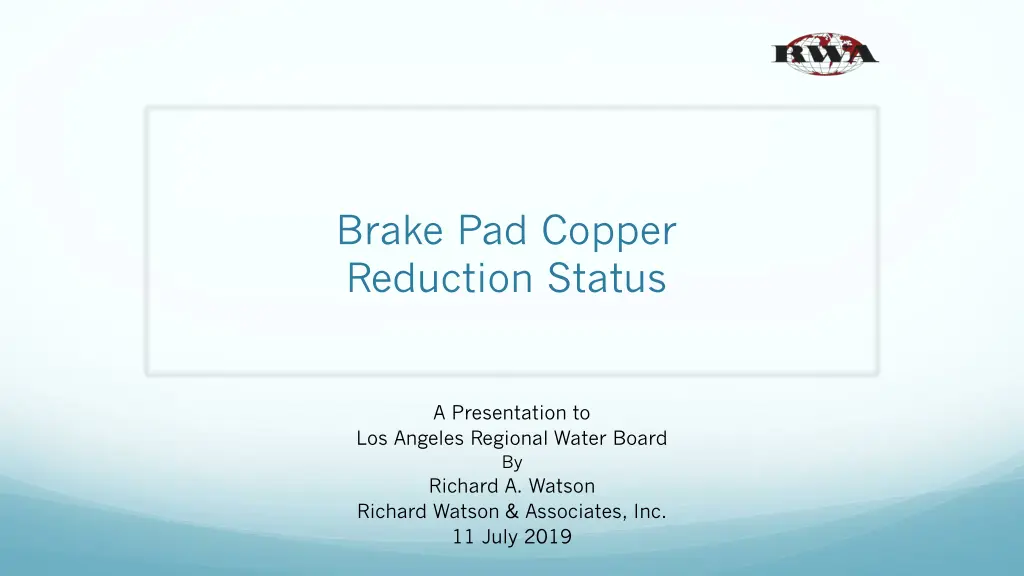 brake pad copper reduction status