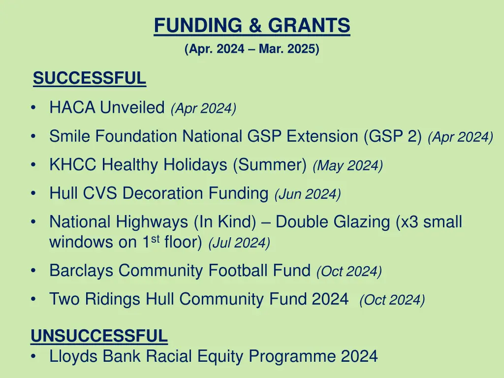 funding grants apr 2024 mar 2025