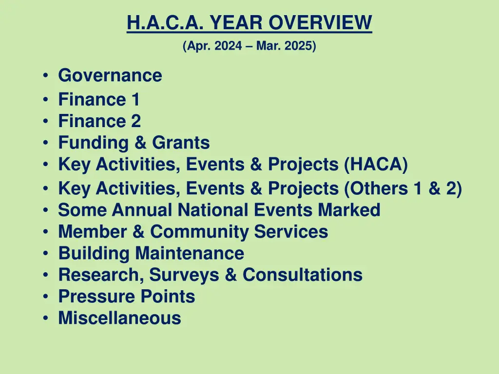 h a c a year overview apr 2024 mar 2025 1