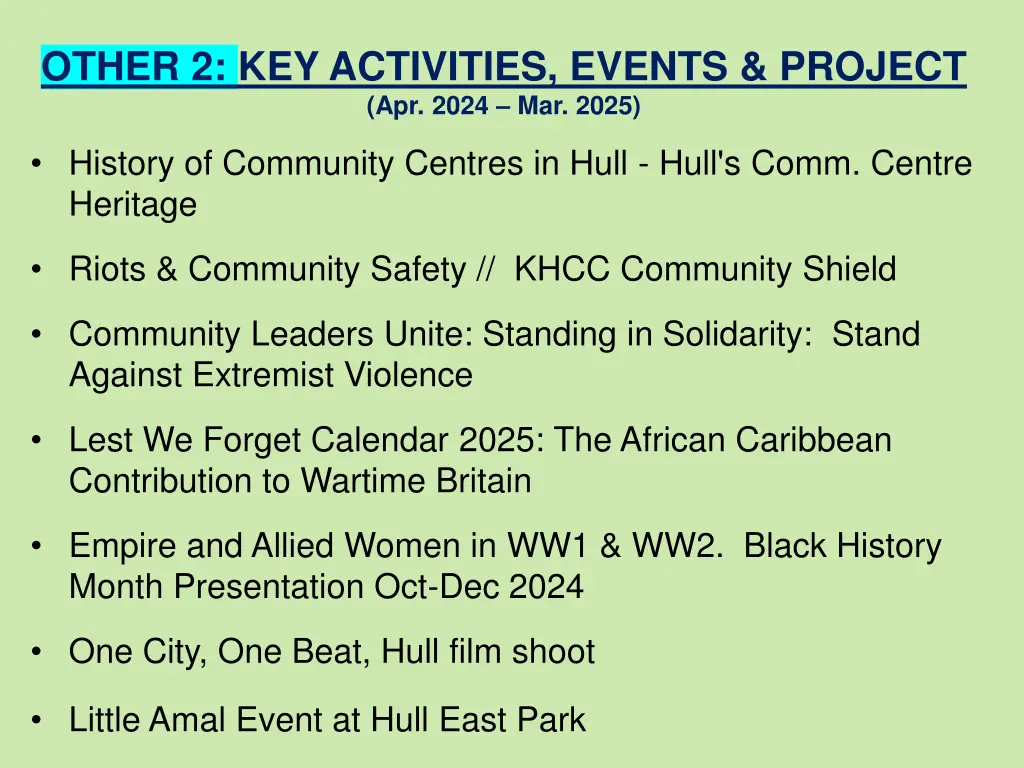 other 2 key activities events project apr 2024