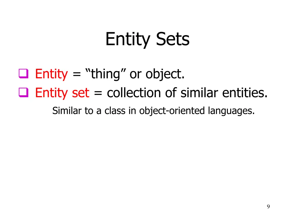 entity sets 1